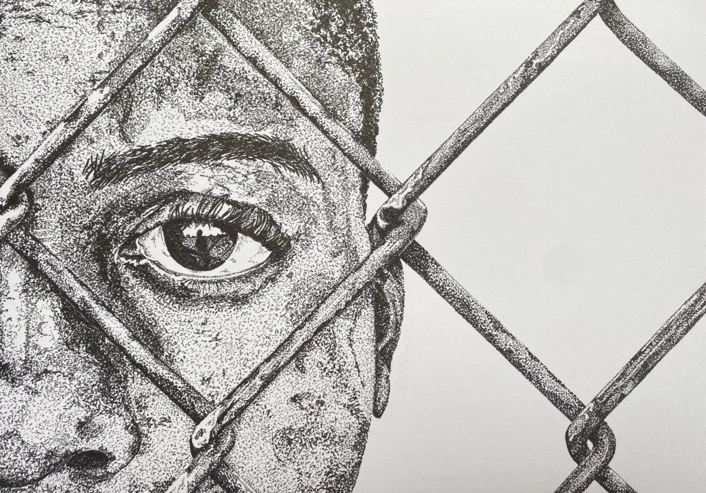 Circular Road. Pen Drawing. 21 x 29.5 cms. Sarah Ruttle. Feb 23